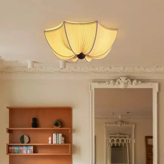TRILUPO Pleated Beige Fabric Elegant Flower Shape Ceiling Light – view 2