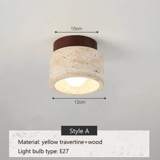 TRAVERI Travertine and Wood Design Ceiling Light – view 9