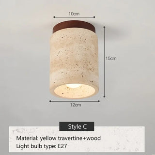 TRAVERI Travertine and Wood Design Ceiling Light – view 7