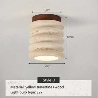 TRAVERI Travertine and Wood Design Ceiling Light – view 8