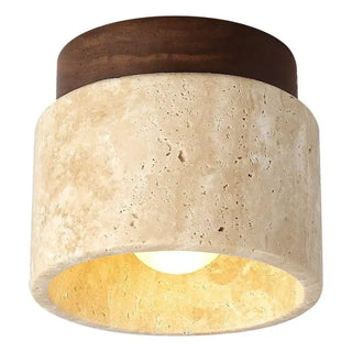 TRAVERI Travertine and Wood Design Ceiling Light – view 6