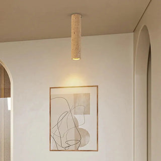 MATHEO Slender Tube Natural Stone Effect Ceiling Light
