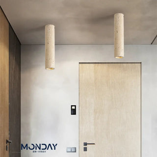 MATHEO Slender Tube Natural Stone Effect Ceiling Light