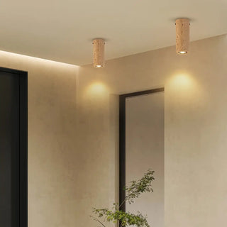 MATHEO Slender Tube Natural Stone Effect Ceiling Light