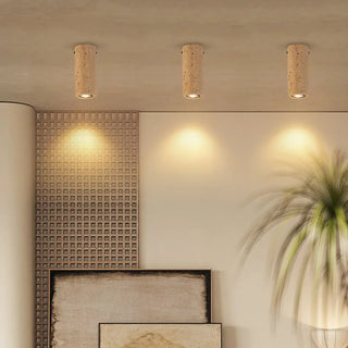 MATHEO Slender Tube Natural Stone Effect Ceiling Light