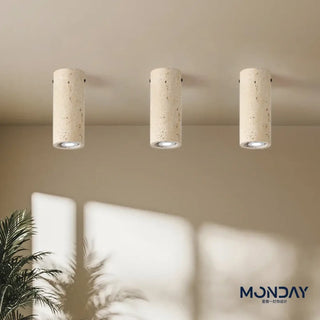 MATHEO Slender Tube Natural Stone Effect Ceiling Light