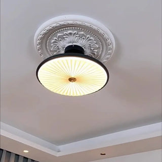 ASSEMY Pleated Glass Dark Wood Ceiling Fixture – Vintage Classic Elegant Light