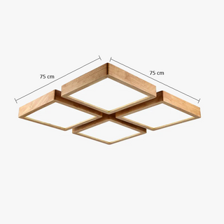 Natural Wood Ceiling Light – Rectangular LED Lamp With Soft Ambient Lighting