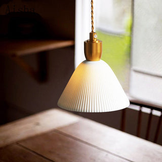 Suspension en céramique - Luminaire cocon laiton rétro avec longueur de suspension ajustable