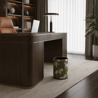 premium leather office trash can