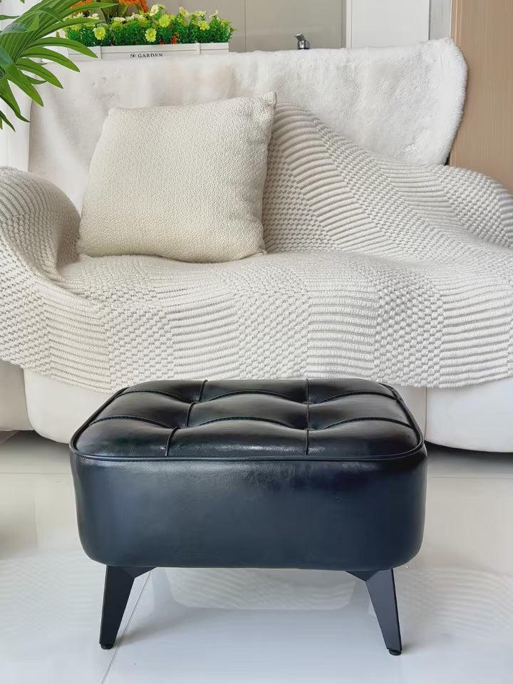 modern faux leather ottoman bench