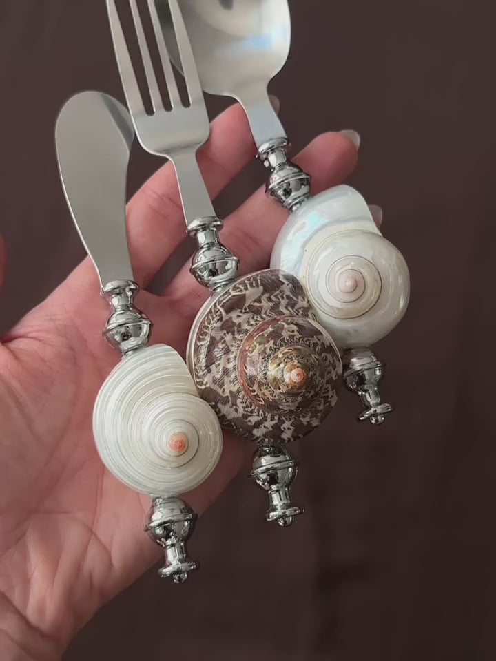 elegant seashell handle tableware