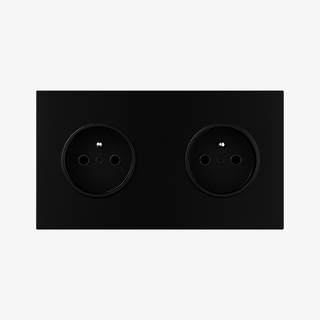 Brushed Black steel double wall socket french type e