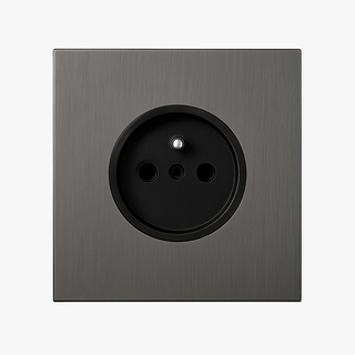 Brushed Grey steel wall socket french type e