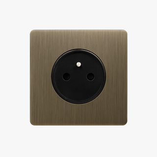 Brushed Grey steel wall socket french type e