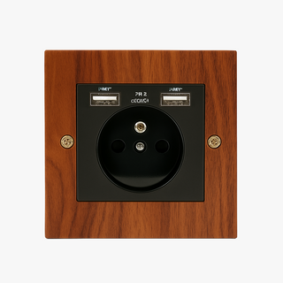Natural Wood usb wall socket french type e