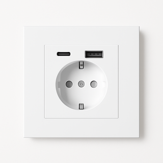 Matte White steel usb-c wall socket french type e