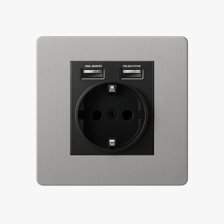 Light Grey steel usb wall socket european type f