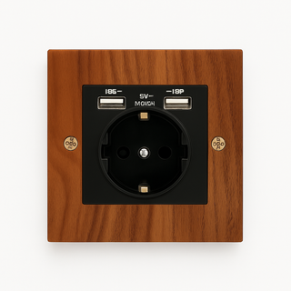 Natural Wood usb wall socket european type f