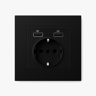 Matte Black steel usb-c wall socket european type f