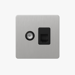 Light Grey steel tv & ethernet socket