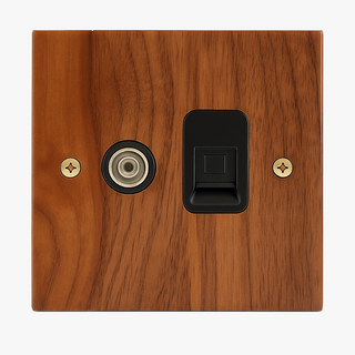 Natural Wood tv & ethernet socket