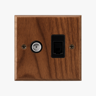 Natural Wood tv & ethernet socket