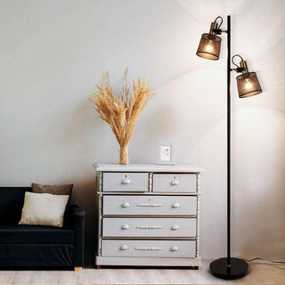Black Floor Lamp – Aluminum LED Double Head Lamp | Adjustable Reading Light