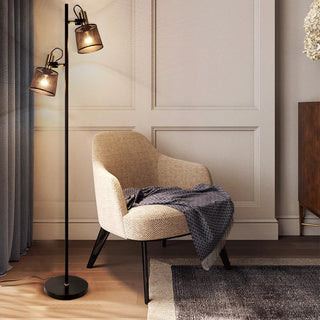 Black Floor Lamp – Aluminum LED Double Head Lamp | Adjustable Reading Light