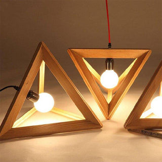 Wooden Pendant Light – Pyramidal Pendant Lamp | Warm Ambient Lighting For Living Room