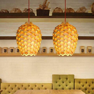 Wood Pendant Light – Handcrafted Carved Wood Lamp | Organic Ambient Lighting