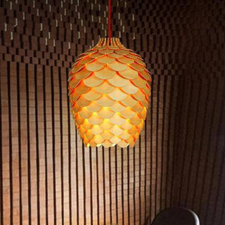 Wood Pendant Light – Handcrafted Carved Wood Lamp | Organic Ambient Lighting