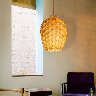 Wood Pendant Light – Handcrafted Carved Wood Lamp | Organic Ambient Lighting