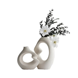 scandinavian ceramic vase set minimalist twist design modern nordic decor front view
