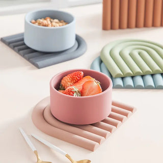 heat insulation pan pad silicone trivet kitchen heat mat stackable side view