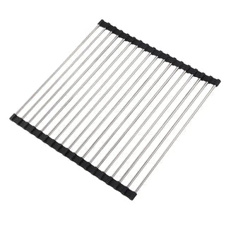 kitchen mat rack stainless steel sink drying rack silicone grip side view