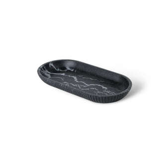 Accessoires de salle de bain effet marbre – Ensemble d'accessoires de salle de bain en grès avec motif rainuré biseauté