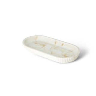 Accessoires de salle de bain effet marbre – Ensemble d'accessoires de salle de bain en grès avec motif rainuré biseauté