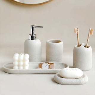luxury 5-piece spa bathroom accessories set soap dispenser holder side view