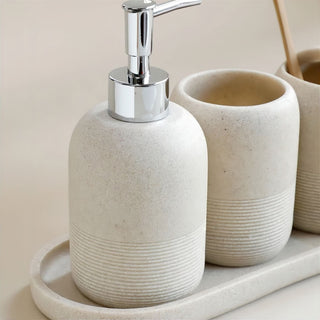 luxury 5-piece spa bathroom accessories set soap dispenser holder angle view