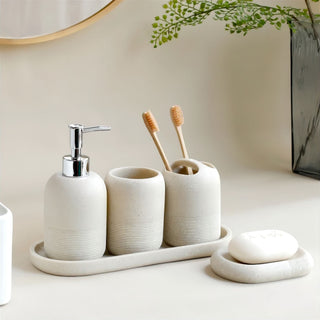 luxury 5-piece spa bathroom accessories set soap dispenser holder detail