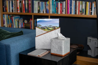 burnished desk organizer 7-piece set suede interior leather inserts wide view