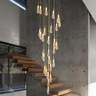 Gold Crystal Chandelier – Modern Staircase Lighting With LED Fixture