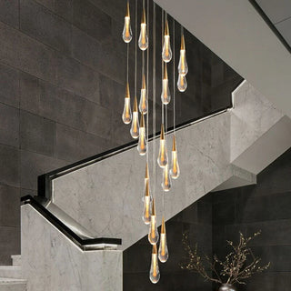Gold Crystal Chandelier – Modern Staircase Lighting With LED Fixture