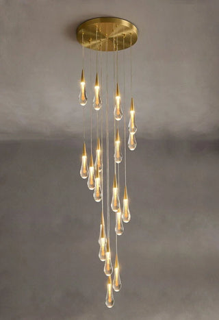 Gold Crystal Chandelier – Modern Staircase Lighting With LED Fixture