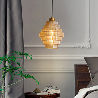 Bottle glass pendant lamp — vintage brass kitchen fixture