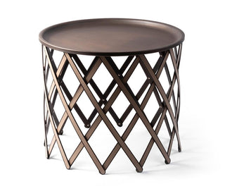 safari folding table designer portable coffee table bronzed plate leather detail