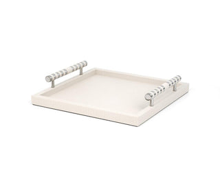 shagreen embossed tray pinetti saturno luxury serving tray satin brass handles front view