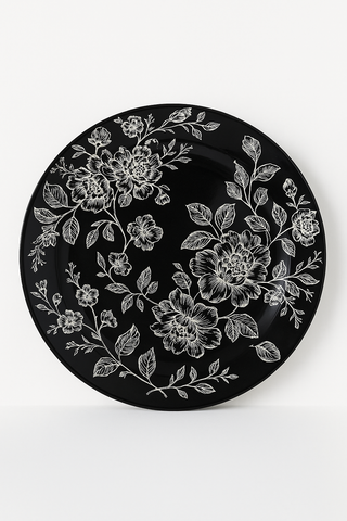 vintage floral-motif ceramic dinner plate