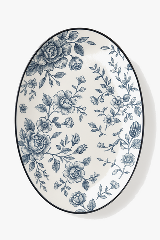 vintage floral-motif ceramic dinner plate